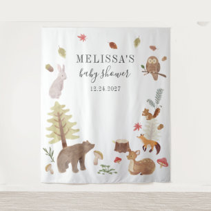 Tenture Jolie Baby Shower Animaux de la Forêt Rustique
