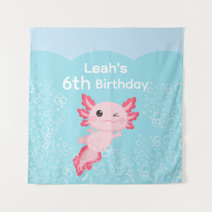 Tenture Jolie fête d'anniversaire d'Axolotl Fille Rose