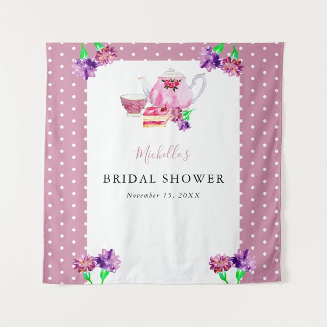 Tenture Jolie fête de thé pour la douche de mariée Fond Ro (Devant)