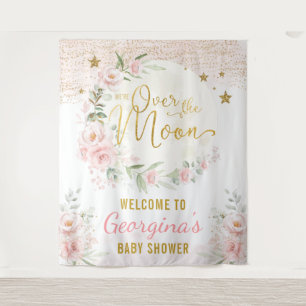 Tenture Jolie Lune Stars Blush Floral Baby Girl Welcome