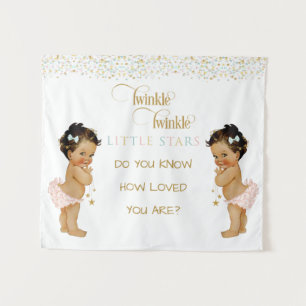 Tenture Jolie Petite Étoile Bébé Jumelles Ethniques