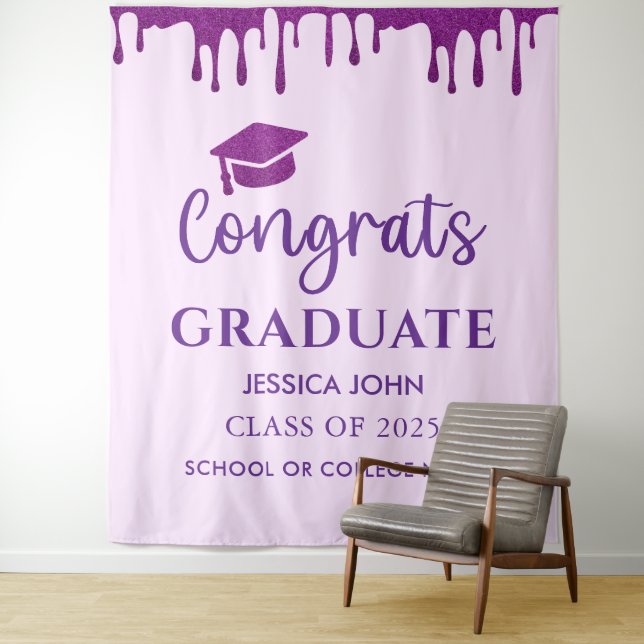Tenture Jolie Purple Chic Graduation Photo Booth Arrière-p (En situation)