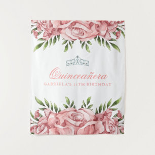Tenture Jolie Rose Rose Fond Quinceanera