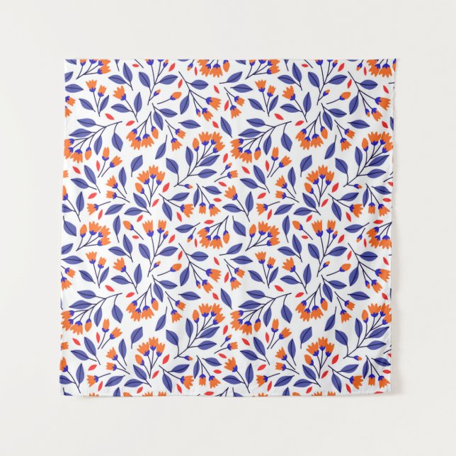 Tenture Jolies petites fleurs orange sans couture motif (Devant)
