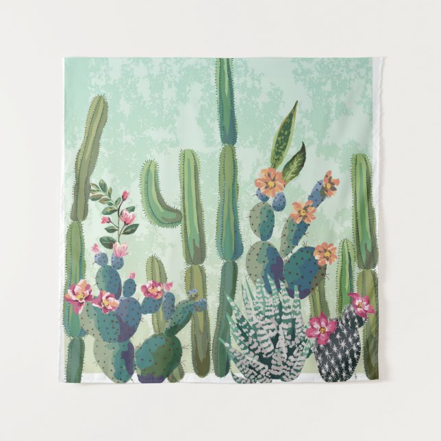 Tenture Jolies Succulentes : Motif de Cactus Vintage (Devant)