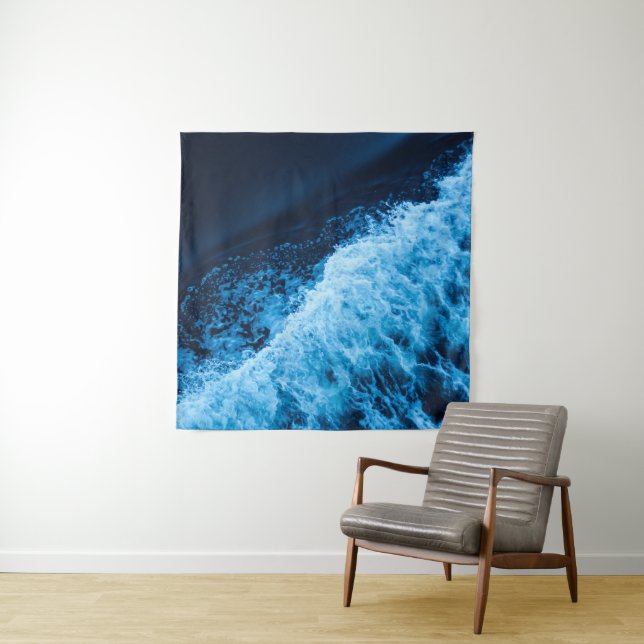 Tenture Jolies vagues bleues (En situation)
