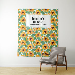 Tenture Jolis Tournesols Jaune & Vert Motif Anniversaire