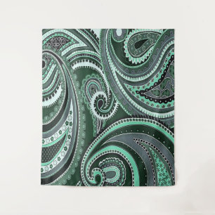 Tenture Jouer avec des motifs Paisley Tons aigue-marine