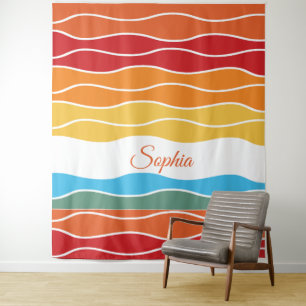 Tenture Jouer Retro Rainbow Stripes pour produit personnal