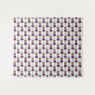 Tenture joueur de football vintage rétro violet noir simpl