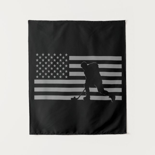 Tenture Joueur de hockey - Drapeau américain (Devant)
