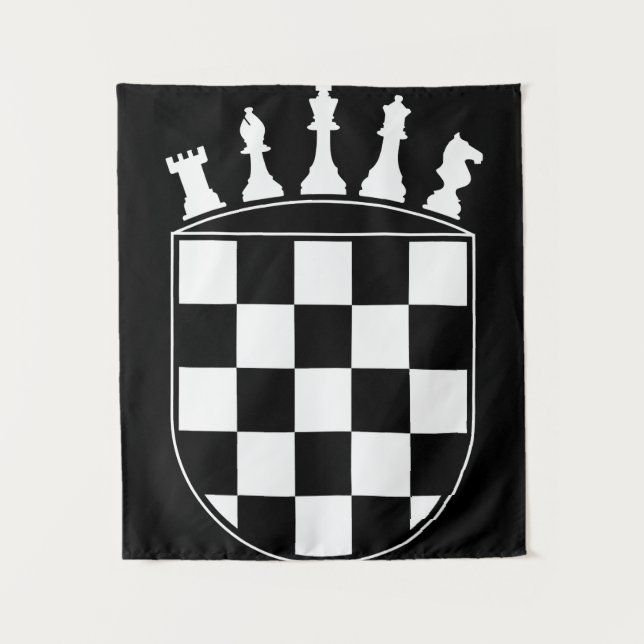 Tenture Joueur d'échecs Cadeaux pour Croates Drapeau Croat (Devant)