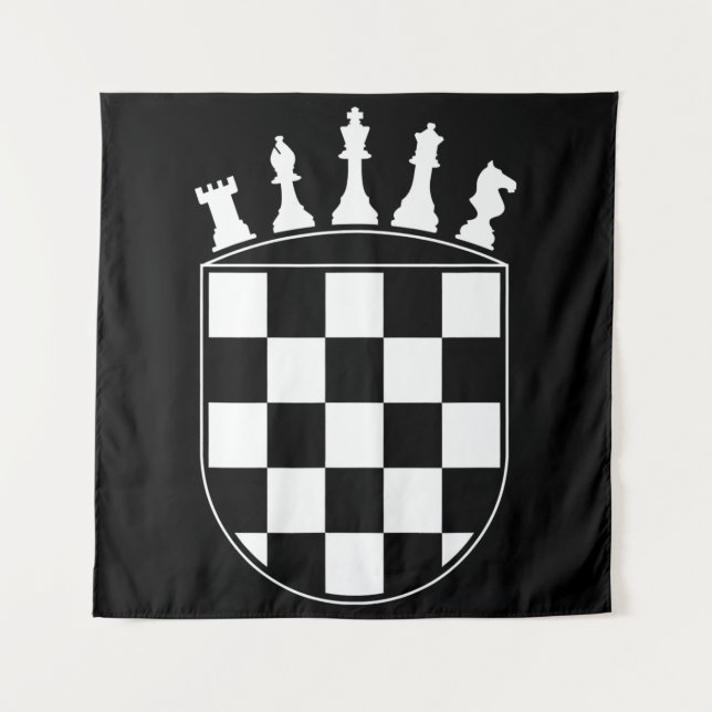 Tenture Joueur d'échecs Cadeaux pour Croates Drapeau Croat (Devant)