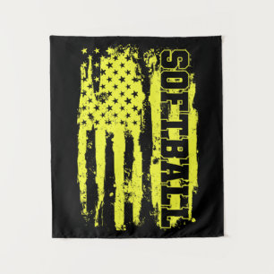 Tenture Joueur Softball American Flag