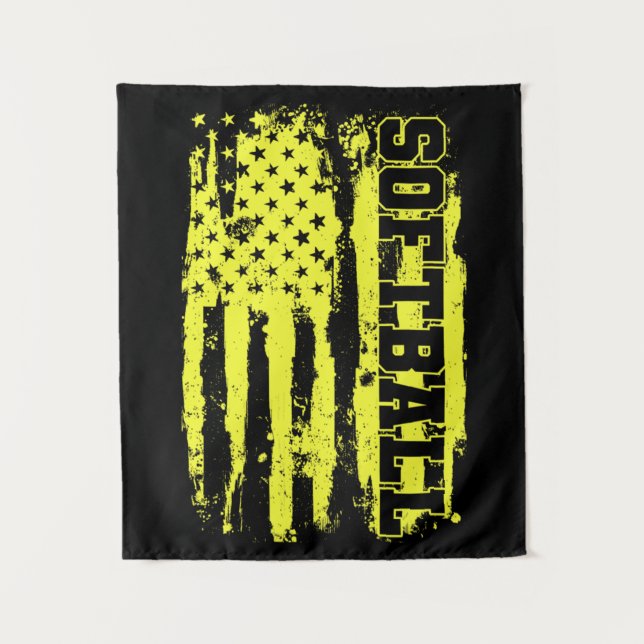 Tenture Joueur Softball American Flag (Devant)