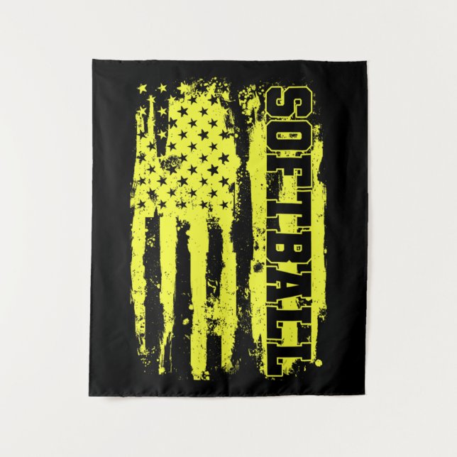 Tenture Joueur Softball American Flag (Devant)