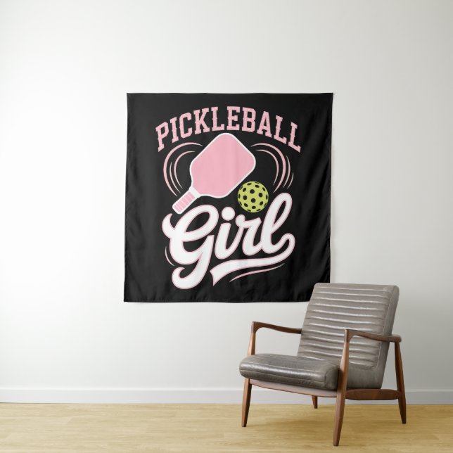 Tenture Joueuse de pickleball fille (En situation)