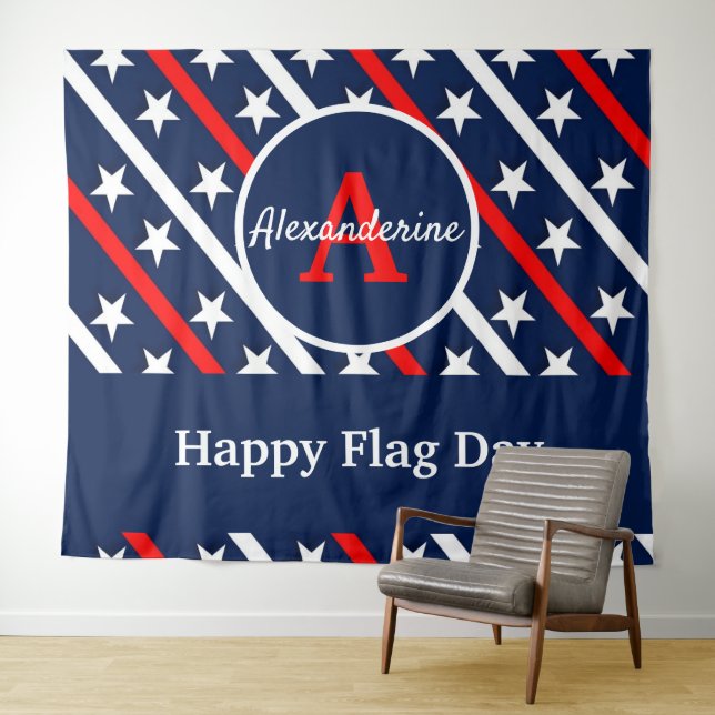 Tenture Jour du Drapeau Patriotique Joyeux Rouge Bande bla (En situation (horizontale))