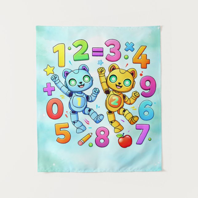 Tenture Jour du Nombre Animaux de Math Mignons Design (Devant)
