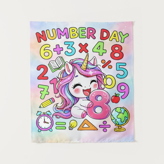 Tenture Jour du Numéro Licorne Conception Mathématiques No (Devant)