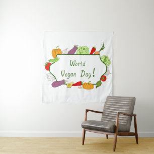 Tenture Journée mondiale végétarienne Minimaliste Mignon
