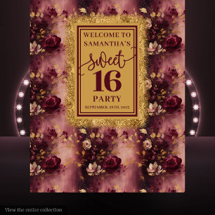 Tenture Jovely Sweet 16 Blush Burgundy Gold fond