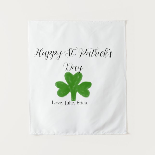 Tenture Joyeuse fête de la Saint-Patrick trèfle vert nom  (Devant)