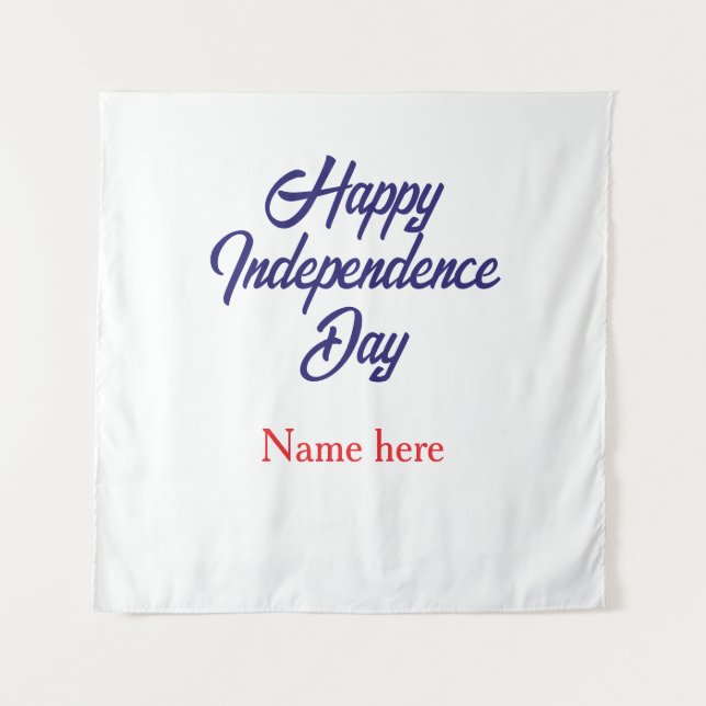 Tenture joyeuse fête de l'indépendance nom bleu rouge amér (Devant)