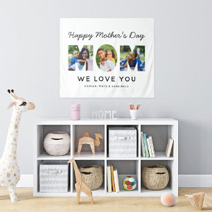 Tenture Joyeuse Fête des mères Maman Collage photo personn