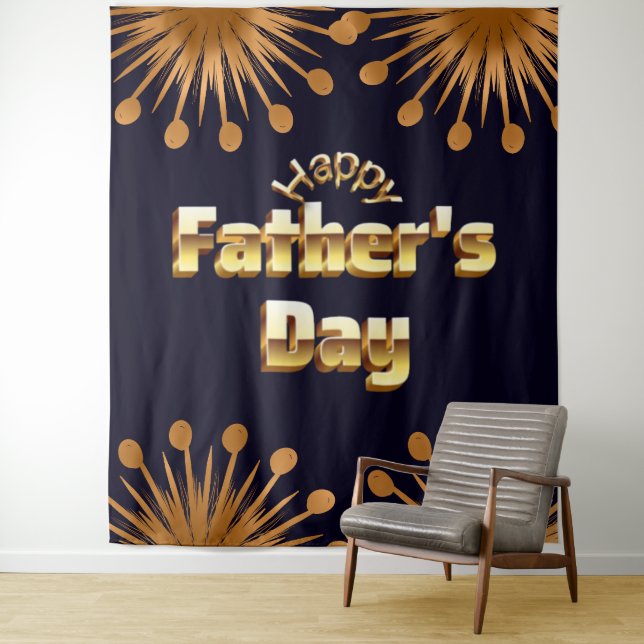 Tenture Joyeuse Fête des Pères Texte en 3D Bold Gold (En situation)