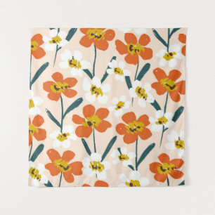 Tenture Joyeuse fleur sèche peinte fleurit sans couture mo
