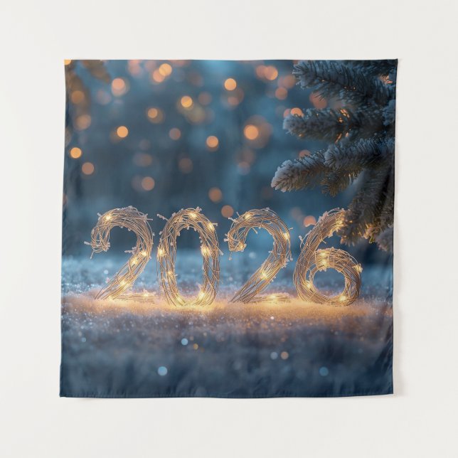Tenture joyeuse nouvelle année 2026 toile de fond de fête (Devant)