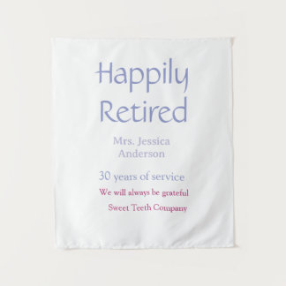 Tenture Joyeuse retraite nom années de service violet