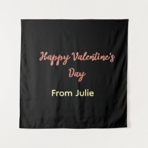 Tenture Joyeuse Saint-Valentin rouge noir de nom stylé