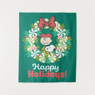 Tenture Joyeuses fêtes Wreath de bonbon de menthe poivré