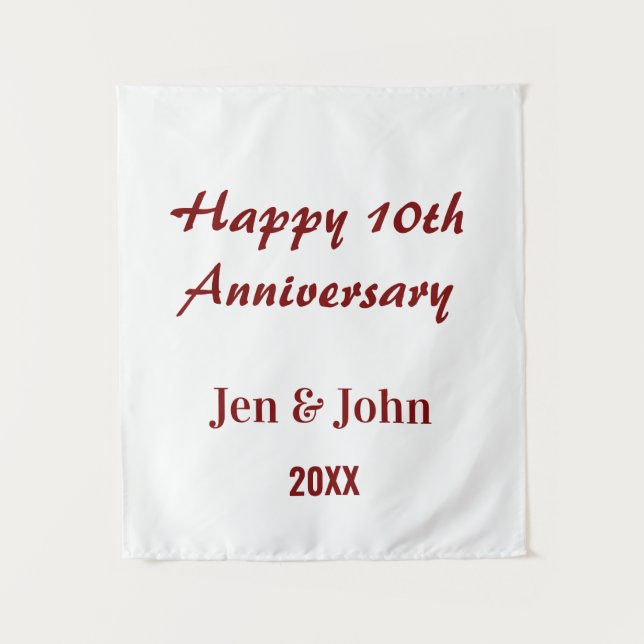 Tenture Joyeux 10ème anniversaire de mariage mauve nom sim (Devant)
