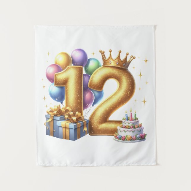 Tenture Joyeux 12e Anniversaire (Devant)