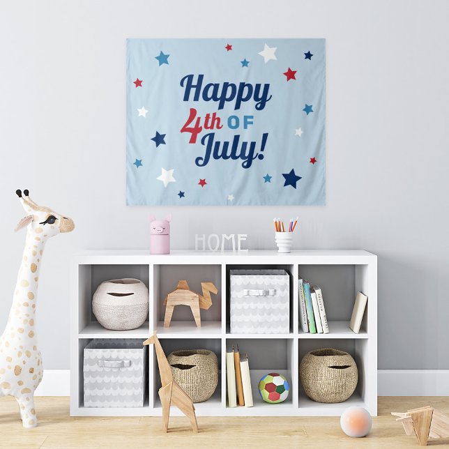 Tenture Joyeux 14 juillet Étoiles Rouge Blanc Bleu (Créateur téléchargé)