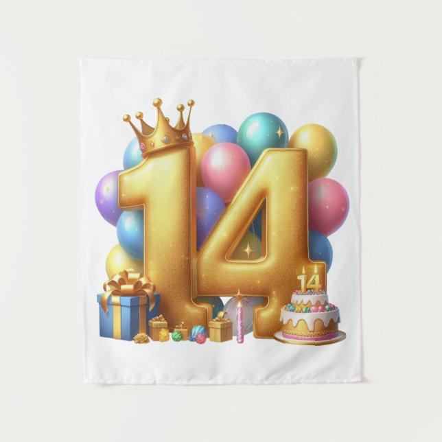 Tenture Joyeux 14e anniversaire (Devant)