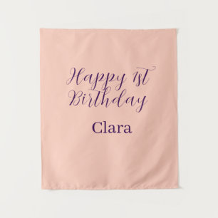 Tenture Joyeux 1er anniversaire orange violet boho rétro n