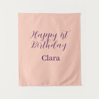 Tenture Joyeux 1er anniversaire orange violet boho rétro n