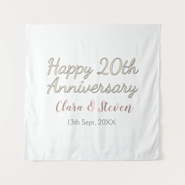 TENTURE JOYEUX 20E ANNIVERSAIRE DE MARIAGE NOM PINK GRAY P (Devant)