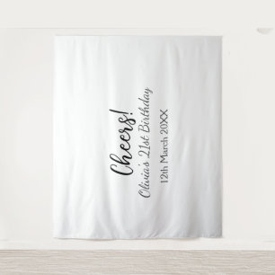Tenture Joyeux 21e anniversaire nom date simple minimal