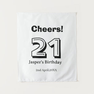 Tenture Joyeux 21e anniversaire nom en lettres grasses pou