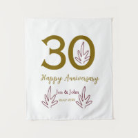 Joyeux 30e anniversaire nom date feuille rouge dor