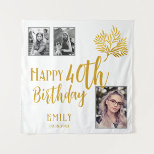 Tenture Joyeux 40e anniversaire Gold Foliage 3 Fond photo