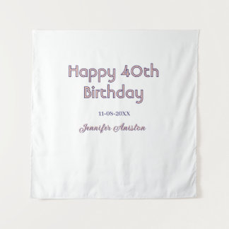 Tenture Joyeux 40e anniversaire nom date rose violet tren
