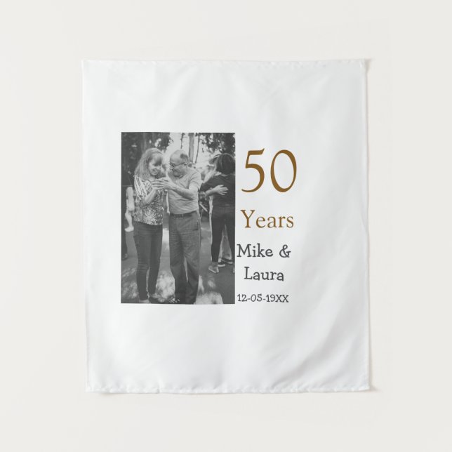 Tenture Joyeux 50e anniversaire ajoutez nom du couple date (Devant)