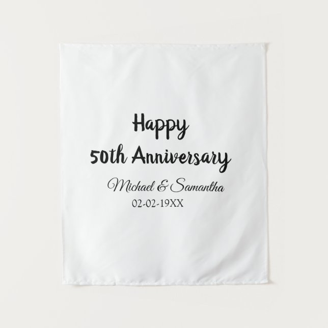 Tenture Joyeux 50e anniversaire ajoutez nom du couple date (Devant)