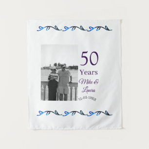 Tenture Joyeux 50e anniversaire ajoutez nom du couple date